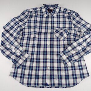 UNTUCKit Women's Sorbo Button Front Shirt Size 8 Blue White Plaid Cotton